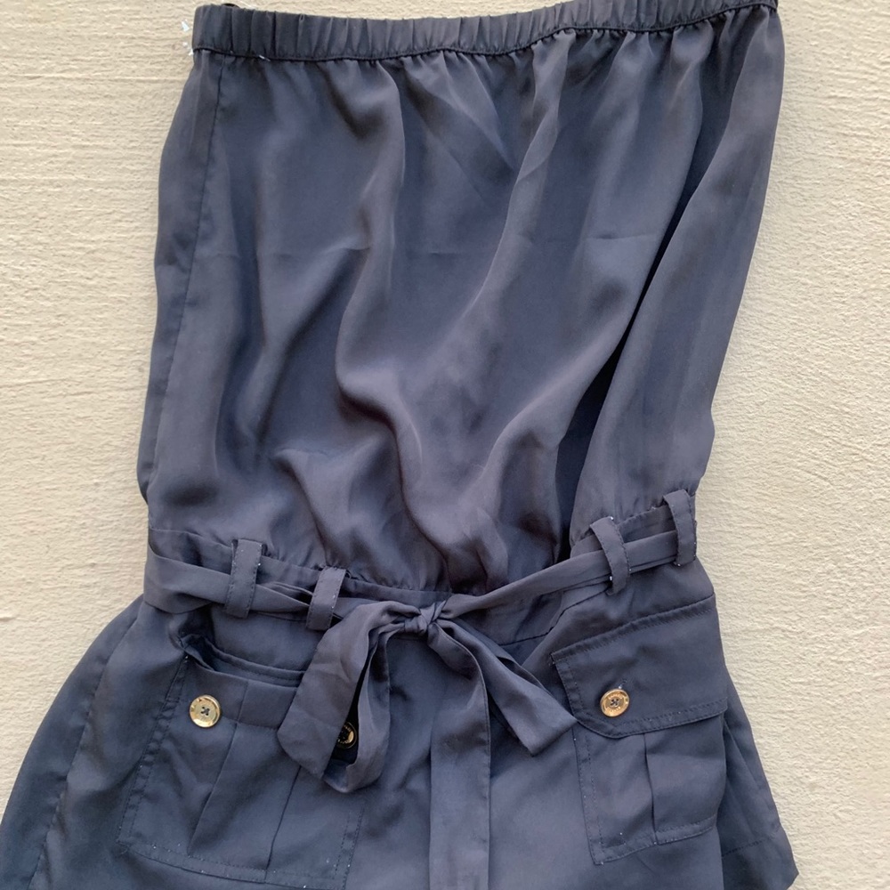 black Strapless, shorts romper
